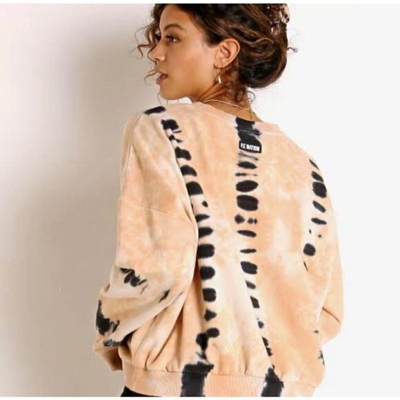 PE Nation Score Runner Sweatshirt Coral Gold Tie Dye size small/ petite - Picture 4 of 13